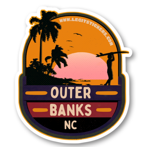 Outer Banks Nc Surfer Sunset Legit Stickers