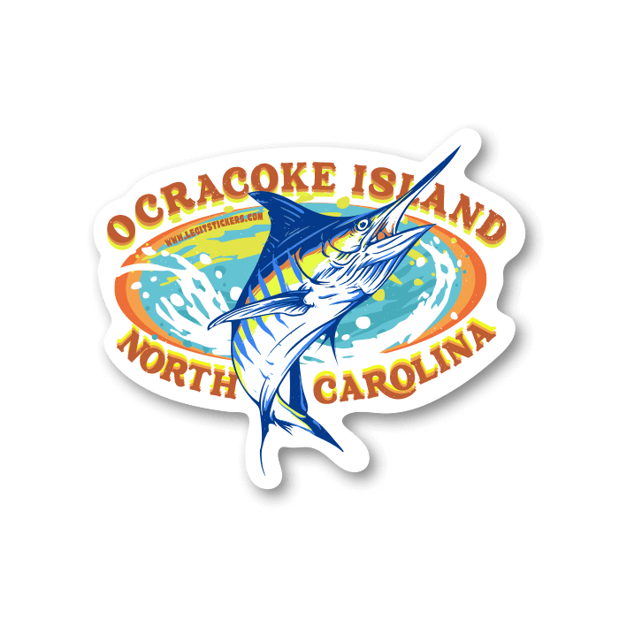 Ocracoke Island NC Marlin Sticker - Legit Stickers